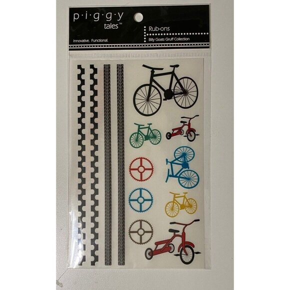 Piggy Tales Alphabet Stickers & Bicycles Rub Ons Card Making Scrapbooking - Picture 3 of 6